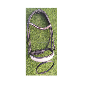 Bride en cuir de cheval bandeau de nez et bandeau frontal le plus attrayant serre-tête anatomique rembourré souple bride en cuir - Product Image 3