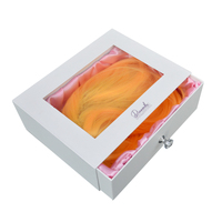 Boîte cadeau de luxe pour extensions de cheveux, recyclable et écologique, avec fermeture magnétique, fenêtre transparente, poignée en cristal, emballage de type tiroir