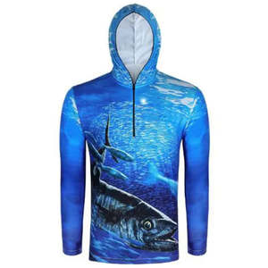 Sublimación personalizada Impreso de secado rápido UPF 50 Camisa de pesca Protección UV Ropa de pesca Manga larga Hombres Sudadera con capucha Camisas de pesca - Product Image 4