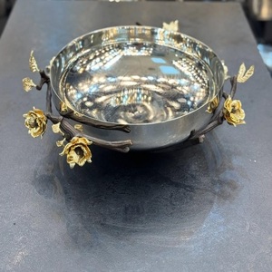 Modern Custom Design Luxury Eco-Friendly Stainless Steel Gold Flower <b>Soup</b> <b>Bowl</b> for Party Dinnerware - Product Image 4