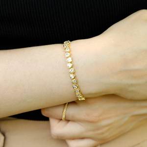 925 argent Sterling coeur forme Zircon pierre Bracelet plaqué or lunette réglage bijoux pour filles cadeau de noël - Product Image 4