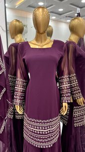 Conjunto de Shalwar Kameez de Seda Kota con Bordado y Estampado a Mano, para Fiestas, Estilo Casual para Mujer - Product Image 6