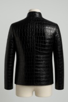 Veste en cuir pour homme de qualité supérieure, col montant, effet croco, en cuir de vache véritable, style Cafe Racer, couleur noire, personnalisation disponible