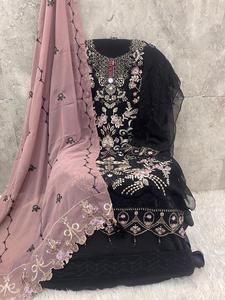 Grande taille Shalwar Kameez style indien renard Georgette haut Santoon intérieur et bas Georgette Dupatta pour adultes taille 6XL vêtements d'hiver - Product Image 5