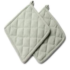 100% <b>Organic</b> Linen Eco-Friendly Square Classic Design Kitchen Potholder Set Non-Slip Pocket Mitt Heat Resistant Mats <b>Pads</b> - Product Image 1