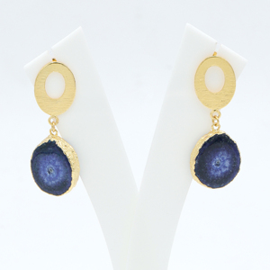 Pendientes Largos Elegantes Dua, Chapados en Oro de 18 Quilates, Hechos a Mano con Cuarzo Solar Azul, Joyería para Mujer, Ideales para Bodas y Eventos de Moda - Product Image 3
