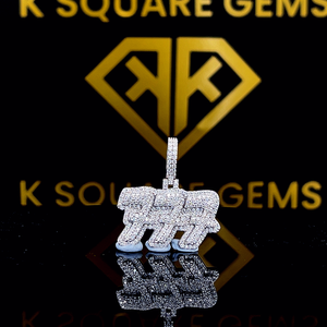 Pendentif Hip Hop personnalisé pour enfants et hommes, design 777, bijoux en moissanite, argent sterling - Product Image 1
