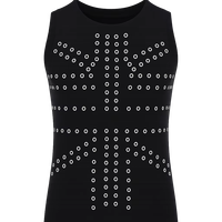 Débardeur gothique vintage en non-tissé pour femme, avec rivets, style punk streetwear, mode audacieuse, tenue de club, tenue d'été 100% coton, motif drapeau