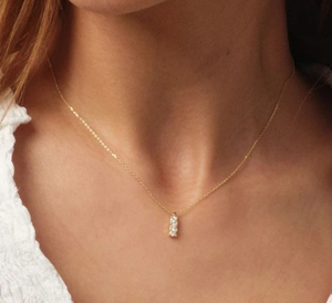 สร้อยคอเพชรโมอิสซาไนท์14K, สร้อยคอหิน3ชิ้น, สร้อยคอจี้แบบง่าม, สร้อยคอแนวตั้ง, สร้อยคอเพื่อนเจ้าสาว - Product Image 4