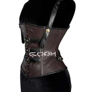 คอร์เซ็ทหนังสีน้ำตาลสไตล์สตีมพังก์คอสเพลย์แบบผูกคอ - Product Image 3