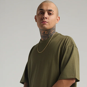 T-shirt surdimensionné 100% coton haute qualité 250gsm coupe ajustée unisexe bouffée impression Logo personnalisé T-shirt tricoté pour hommes - Product Image 4