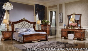 Ensemble de lit en teck sculpté à la main de la série Luxury Palace, lit et commode sculptés de style palais impérial, héritage royal en teck, ensemble de lit Texas - Product Image 4