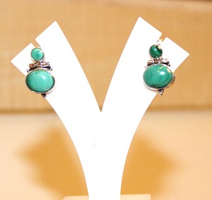 Boucles d'oreilles unisexes en argent sterling 925 avec malachite, design ethnique, pour boutique de cadeaux, qualité supérieure - Product Image 5