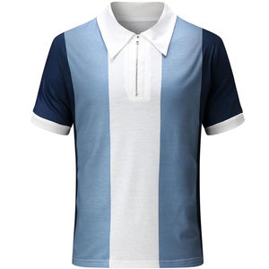 Ensembles d'été pour hommes en gros : Chemises et shorts respirants en polyester/coton, ensemble polo zippé et short, personnalisation OEM - Product Image 2