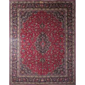 One Of The Kind Hand-Knotted Persian <b>Wool</b> Rug _ Luxurious Vintage Design, 12'3 x 9'4, Artisan <b>Crafted</b> - Product Image 1