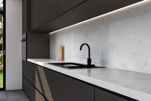 Custom Kitchen Bathroom Vanity <b>Tops</b> Artificial Quartz Countertops Eco-Friendly Non-Toxic 1 Year Warranty Carrara Calacata Prefab - Product Image 2