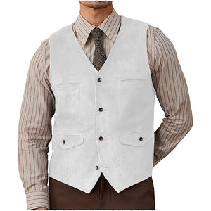Chaleco de traje de cuero de gamuza para hombre, chaleco informal de vaquero occidental de un solo pecho, chalecos de nuevo estilo 2025 hechos a medida de alta calidad - Product Image 6