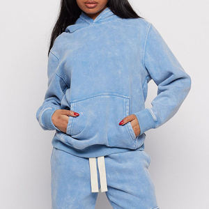 Ligero mejor venta en línea mujeres ácido lavado sudaderas Streetwear logotipo personalizado manga larga Sudadera con capucha para las mujeres - Product Image 2