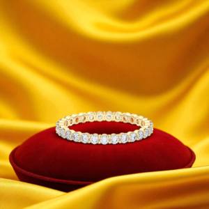 Anillo de banda de eternidad de diamante de corte redondo de moissanita de 1,00 quilates de quilates hecho en oro sólido de 10K,14K,18K - Product Image 2