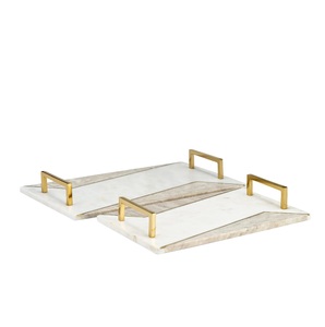 Porte-plateau en marbre de pierre naturelle avec poignée en laiton Homewares Service Décor Plateau avec forme au meilleur prix - Product Image 6
