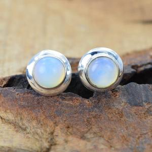 Boucles d'oreilles en opalite laiteuse en argent Sterling 925 Spinner Gemstone Noël octobre pierre de naissance à la main boucles d'oreilles bijoux - Product Image 4