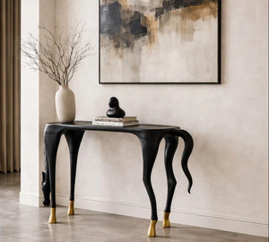 Mesa Consola Decorativa Hecha a Mano con Diseño de Caballo Salvaje en Madera de Olmo Sólido, Consola Artística de Lujo para Interiores de Primera Calidad - Product Image 2