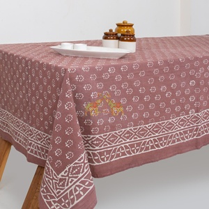 Mantel de Algodón con Estampado Floral Dabu Hecho a Mano en India, Estilo Rústico Campestre para Mesa de Comedor, para Uso Doméstico - Product Image 3