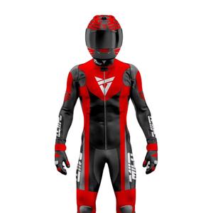 ชุดแข่งรถมอเตอร์ไซค์หนังวัว/จิงโจ้สำหรับผู้ชาย ระดับ CE 2 ชุดแข่งรถแบบมีรูระบายอากาศ 1 ชิ้น พร้อมหลังโค้ง - Product Image 1