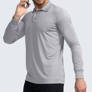 Chemises polo à manches longues pour hommes 2025 Vente chaude Nouveau design Couleur unie Respirant Haute qualité Pour chemises polo à manches longues pour hommes - Product Image 4
