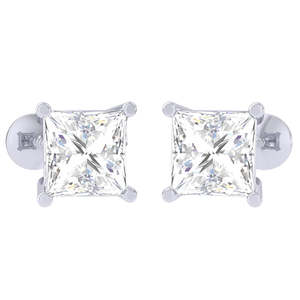 Boucles d'oreilles en argent sterling 925 de qualité supérieure pour femmes et filles, design géométrique en forme de goutte d'eau, avec diamant taille princesse en or 14 carats - Product Image 3