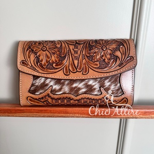 Cartera tallada a mano, funda de teléfono de embrague, elegante Cartera de piel de vaca, multiusos, Cartera de tarjeta de cuero genuino occidental para mujer - Product Image 1