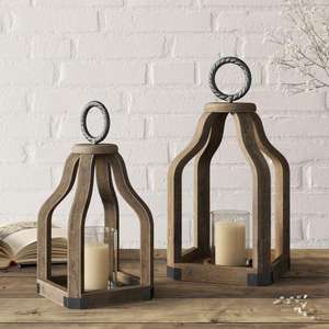 Dernier bougeoir en métal et en bois au design antique avec base en bois bougeoir en métal maison hôtel salon table centre de table - Product Image 6