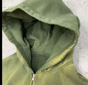 Sudaderas con capucha Hombres serigrafía Estilo retro Hombres Preocupado Vintage Stone Acid Wash Zip Sudaderas con capucha para hombres Diseño de personalización Logo - Product Image 3