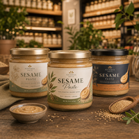 Étiquettes personnalisées pour pots de tahini, autocollants en papier kraft gaufré, autocollants adhésifs pour emballages alimentaires haut de gamme