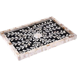 Plateau de service de nourriture décoratif pour la maison luxueuse plateau de nacre noire rectangulaire de qualité créative pour organisateur de Table d'hôtel - Product Image 4