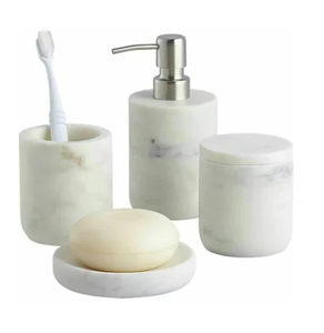 Ensemble de salle de bain en marbre Ensemble de salle de bain de luxe 4 pièces Ensemble d'accessoires de salle de bain en marbre pour la maison - Product Image 5