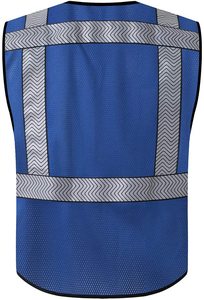 เสื้อกั๊กเซฟตี้สำหรับงานก่อสร้าง,เสื้อกั๊กสะท้อนแสงมองเห็นได้สูงมีซิปด้านหน้า - Product Image 3