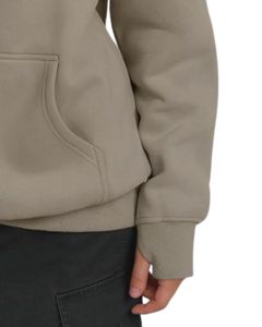 Sweat-shirt à capuche en polaire beige pour femme, demi-zip, chaud, décontracté, doux, pour l'hiver, coupe ample, poche kangourou, streetwear - Product Image 6