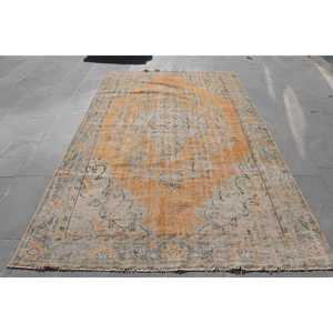 6.1x10.4 ft Rug, Large Vintage Rug, <b>Yellow</b> Polka dot Rug - Product Image 1