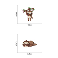 Patchs brodés thermocollants en toile écologique Lazy Sloth, motif animal, pour chapeaux