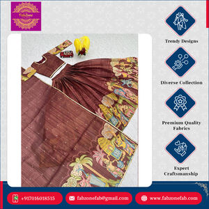 Lehenga choli kalamkari พิมพ์ลายพื้นเมืองอินเดียหรูหราผ้าจาริสำหรับงานแต่งงานงานปักผ้าโอกาสพิเศษ - Product Image 4