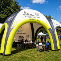 Carpa Inflable Hermética 3x3m con Estructura de Aire Sellada, Puesto de Vendedor, Gazebo Portátil para Catering, Toldo para Mercado de Comida Callejera