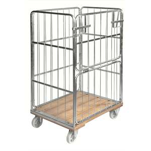 Conteneur à roulettes avec un élégant fond en bois - Product Image 1