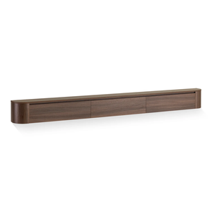 Modern Floating TV <b>Stand</b> Curved Edge Wall Mounted Wooden Media Console Walnut Entertainment Center - Product Image 2