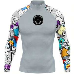 ชุดรัดรูปแขนยาวพิมพ์ลายสำหรับผู้ชาย ระบายอากาศได้ดี เป็นมิตรกับสิ่งแวดล้อม แห้งเร็ว ป้องกันแสงแดด UPF50+ ชุดว่ายน้ำลายพรางสำหรับกิจกรรมกลางแจ้ง - Product Image 1