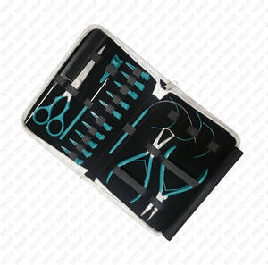 Teal Color Customized Design Custom Logo 20 Pcs Professional Hair <b>Extension</b> & <b>Micro</b> Links Hair <b>Extensions</b> Tools Kit - Product Image 2