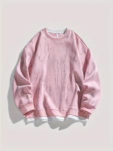 Sudadera de cuello redondo para mujer, venta al por mayor, otoño 2026, con LOGO personalizado, cómoda, transpirable, de color liso, rosa Tie Dye - Product Image 1