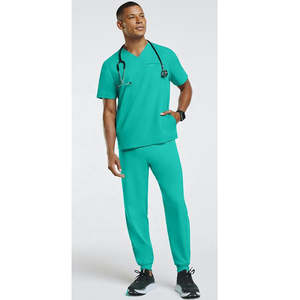 Tenues médicales professionnelles unisexes de haute qualité, légères, écologiques, en spandex extensible, tricotées, avec détection d'aiguilles et logo personnalisé - Product Image 3