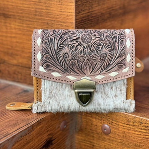 กระเป๋าสตางค์หนังแท้สินค้ามาใหม่ทำด้วยมือแท้กระเป๋าสตางค์หนังวัวสไตล์ตะวันตกสำหรับผู้หญิงกระเป๋าสตางค์สุดหรูขายส่ง - Product Image 2