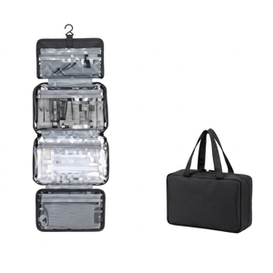 Textile Geometric Hanging Organizer Multi-Compartment Zipper Cosmetic <b>Bag</b> for Travel B2B Wholesale - Product Image 1